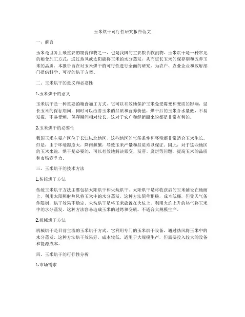 玉米烘干可行性研究报告范文
