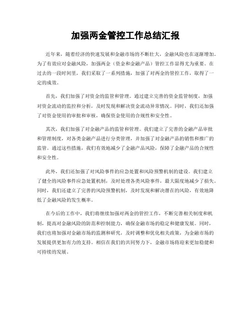 加强两金管控工作总结汇报