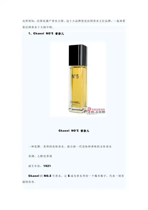 法国十大香水品牌榜中榜
