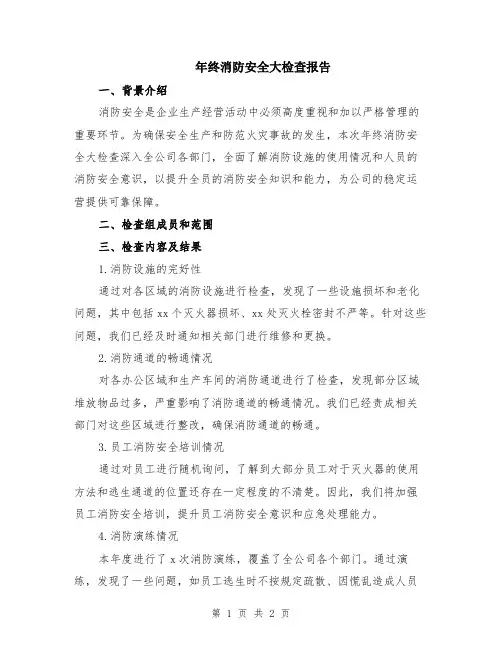 年终消防安全大检查报告