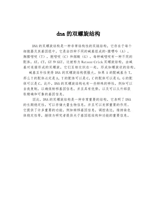 dna的双螺旋结构