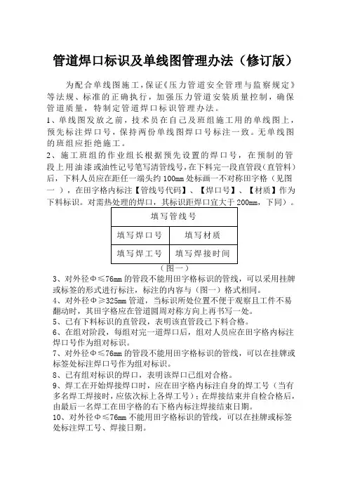工艺管道焊口标识及单线图管理办法修编