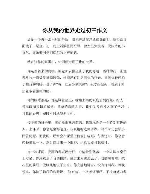 你从我的世界走过初三作文
