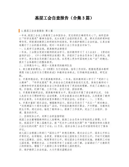 基层工会自查报告(合集3篇)