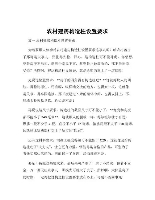 农村建房构造柱设置要求