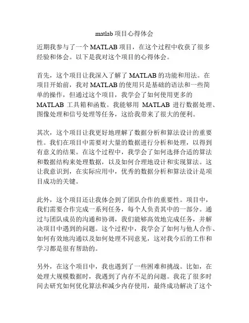 matlab项目心得体会