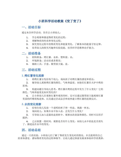 小班科学活动教案《变了变了》