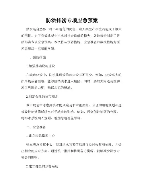 防洪排涝专项应急预案