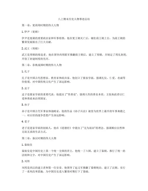 八上期末历史人物事迹总结