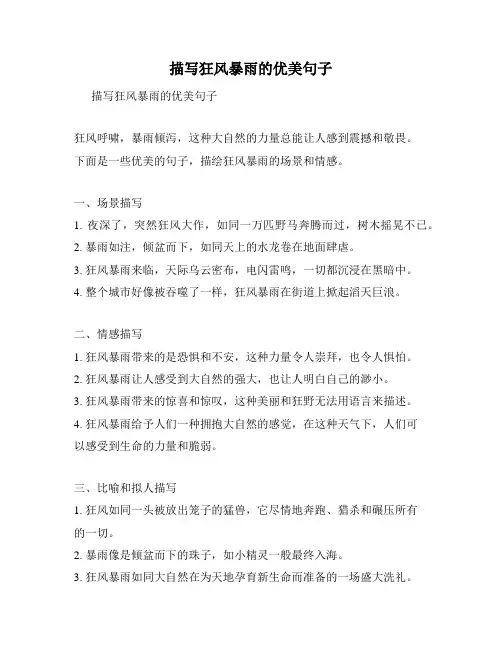描写狂风暴雨的优美句子