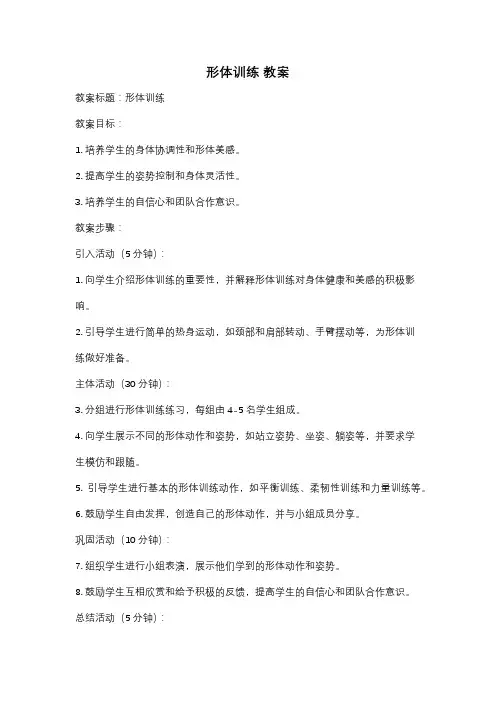 形体训练 教案