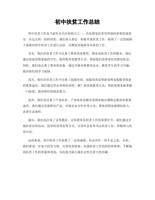 初中扶贫工作总结