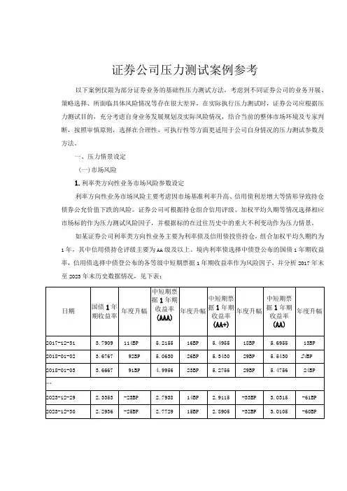 证券公司压力测试案例参考