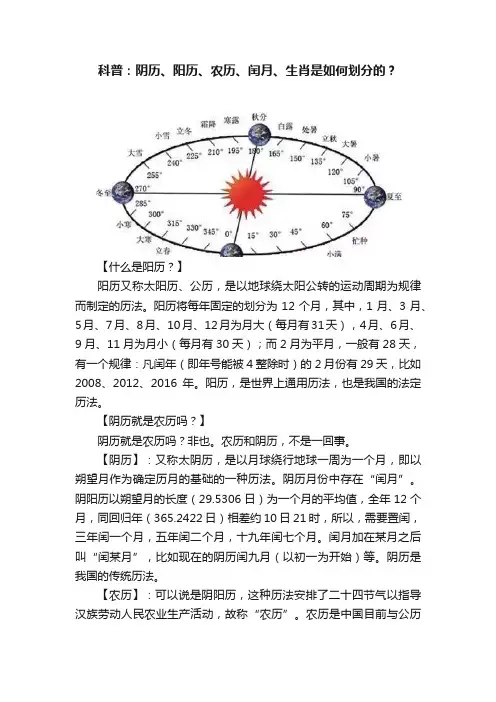 科普：阴历、阳历、农历、闰月、生肖是如何划分的？