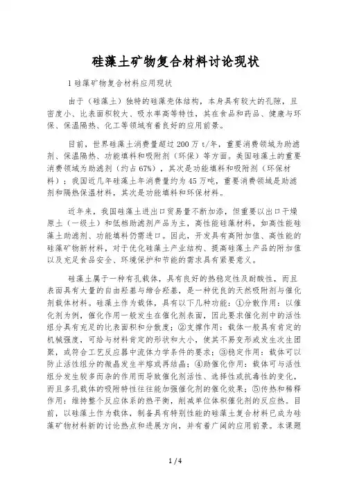 硅藻土矿物复合材料研究现状