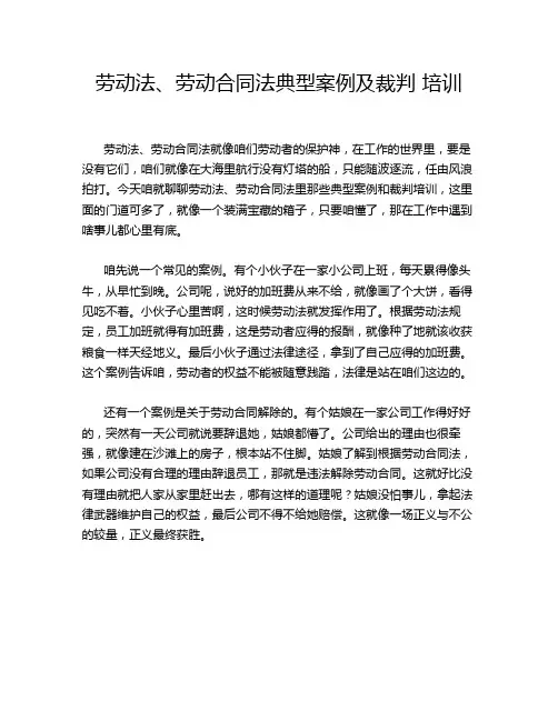 劳动法、劳动合同法典型案例及裁判 培训