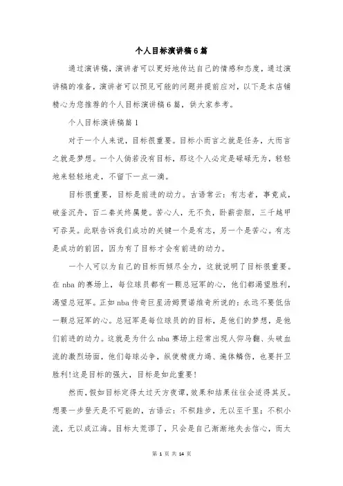 个人目标演讲稿6篇