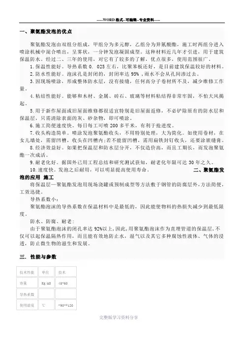 聚氨酯优缺点