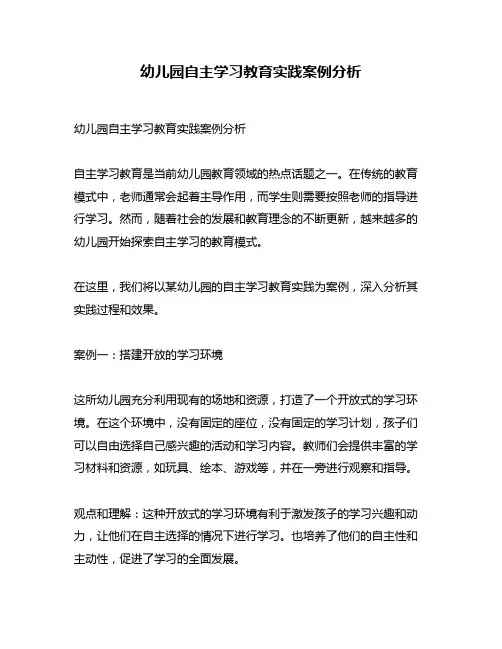幼儿园自主学习教育实践案例分析