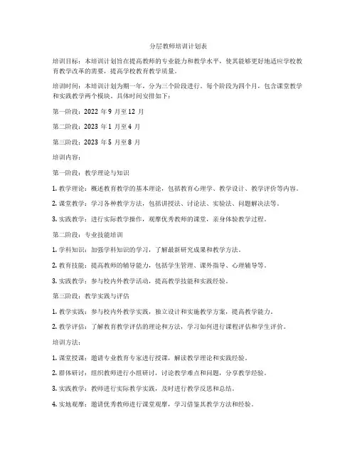 分层教师培训计划表