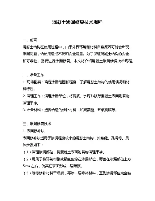 混凝土渗漏修复技术规程