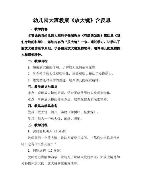 幼儿园大班教案《放大镜》含反思
