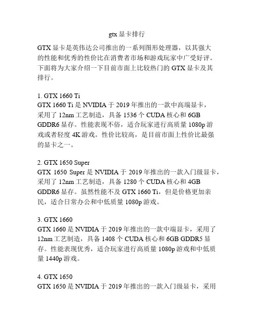 gtx显卡排行