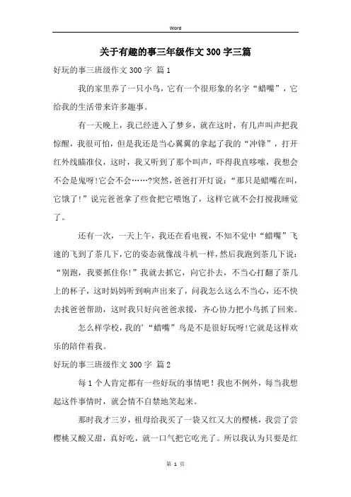 关于有趣的事三年级作文300字三篇