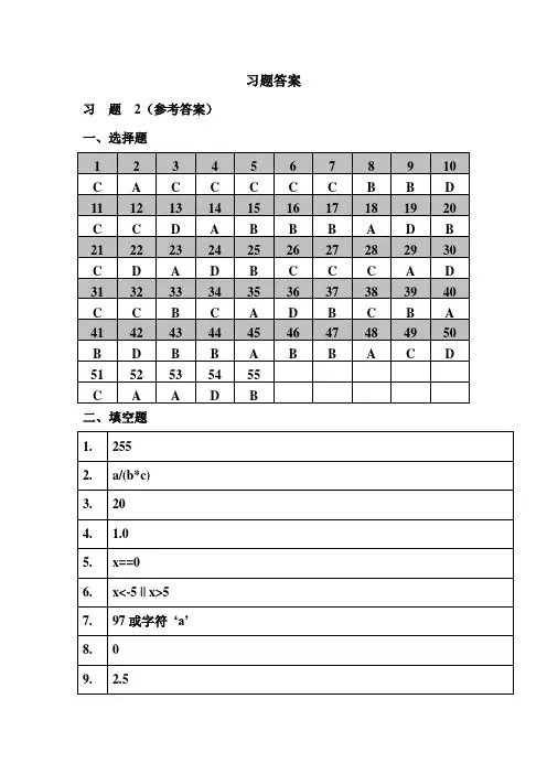 C语言习题答案2013年新版——第二章至第七章[1]