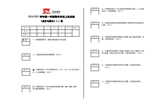 造价电算化A卷