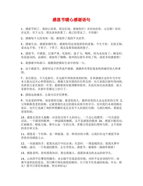 感恩节暖心感谢语句