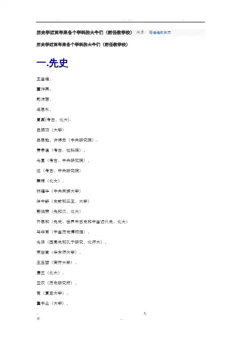 历史学近百年来各个学科的大牛们