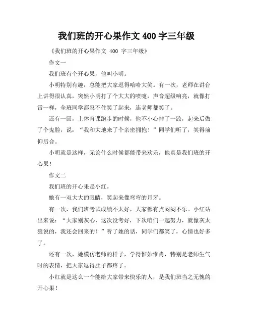我们班的开心果作文400字三年级