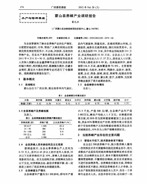 蒙山县养蜂产业调研报告