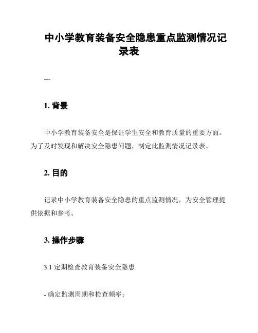 中小学教育装备安全隐患重点监测情况记录表