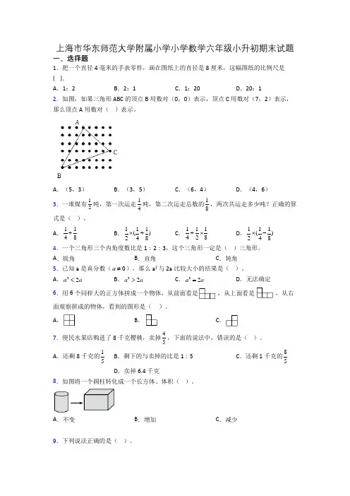 上海市华东师范大学附属小学小学数学六年级小升初期末试题