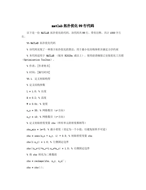 matlab拓扑优化99行代码