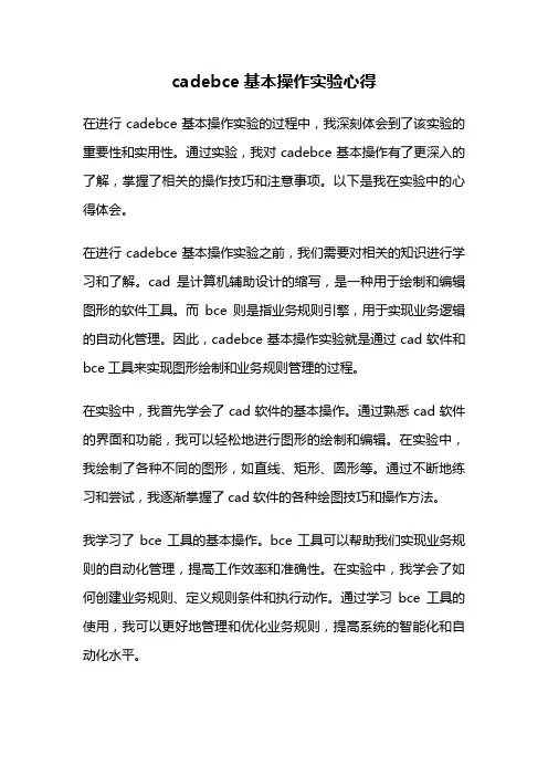 cadebce基本操作实验心得
