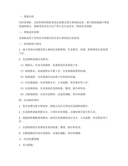 变电站电缆沟着火事故预案