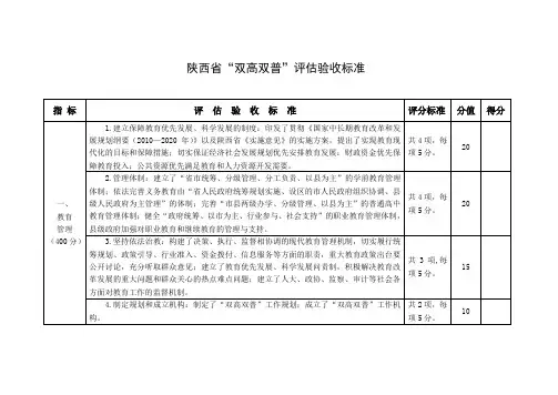 陕西省双高双普评估验收标准