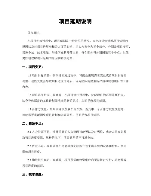 项目延期说明