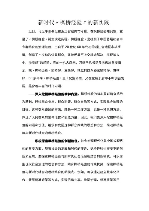 新时代“枫桥经验”的新实践