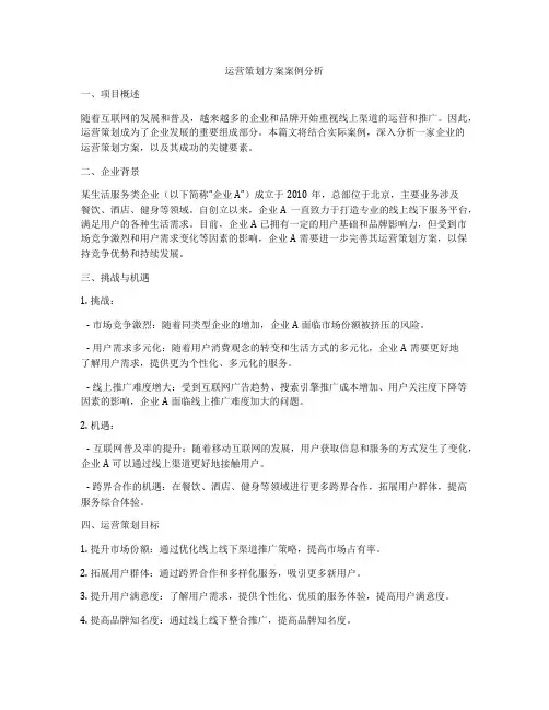 运营策划方案案例分析