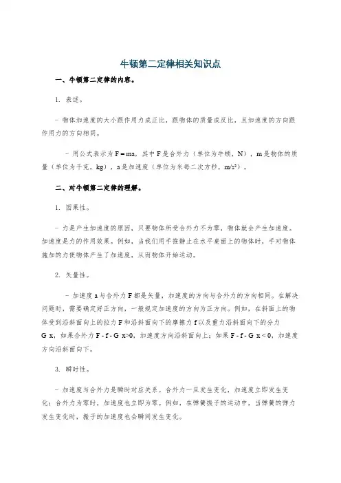 牛顿第二定律相关知识点