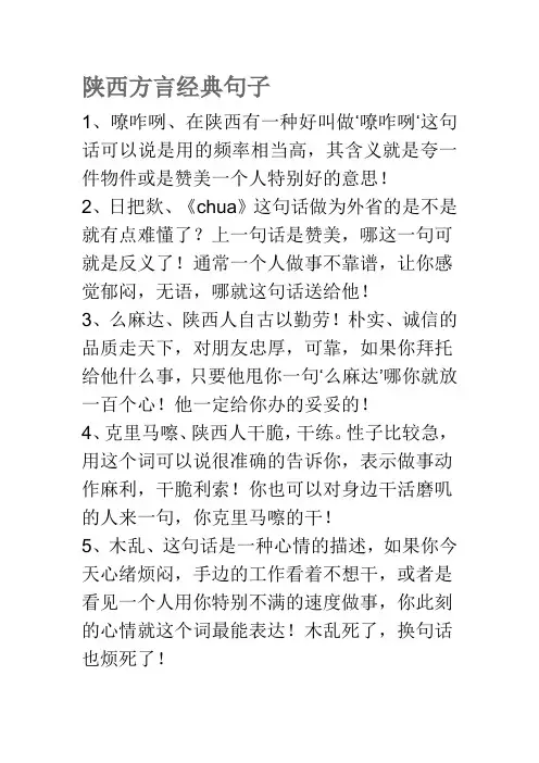 陕西方言经典句子
