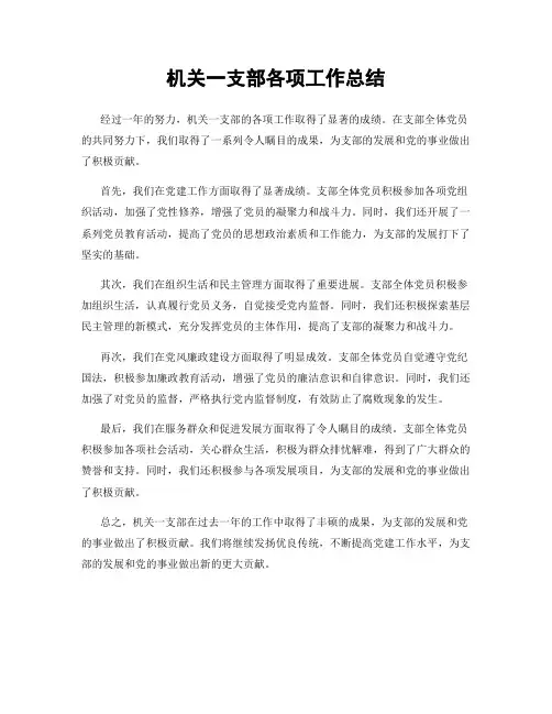 机关一支部各项工作总结