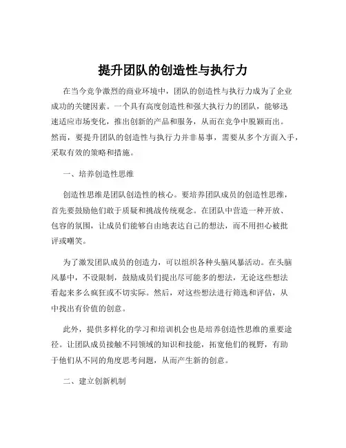 提升团队的创造性与执行力
