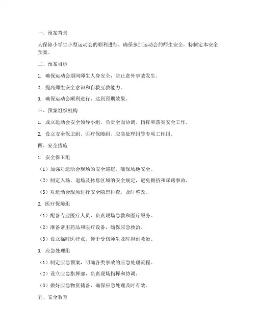 小学生小型运动会安全预案