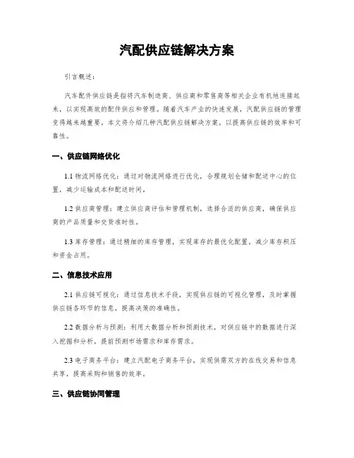 汽配供应链解决方案