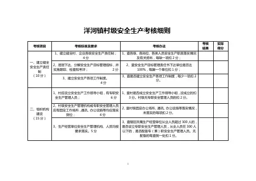 洋河镇村级安全生产考核细则